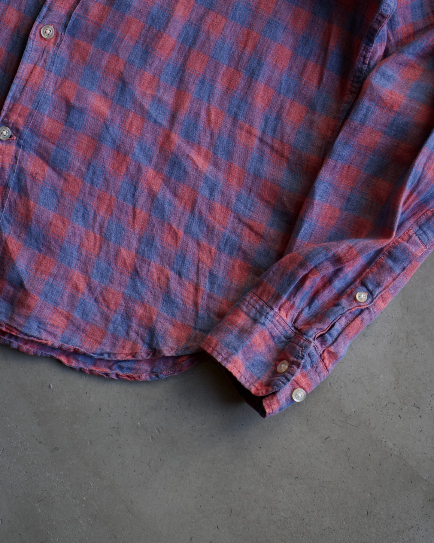 BANANA REPUBLIC piaid check design linen shirt