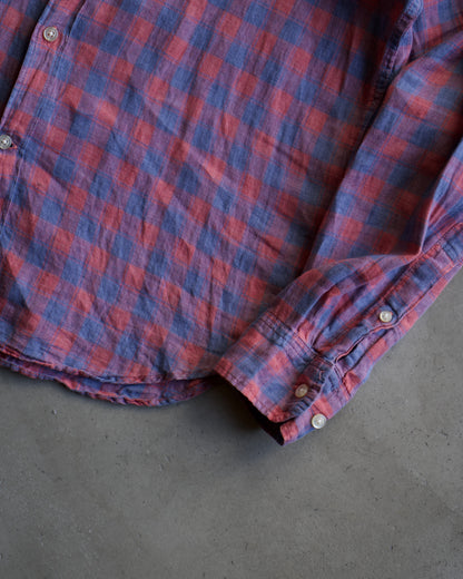 BANANA REPUBLIC piaid check design linen shirt