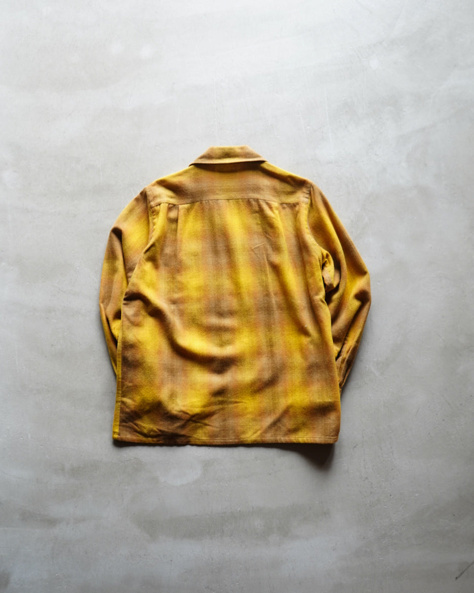 70's sears ombre check open collar wool shirts