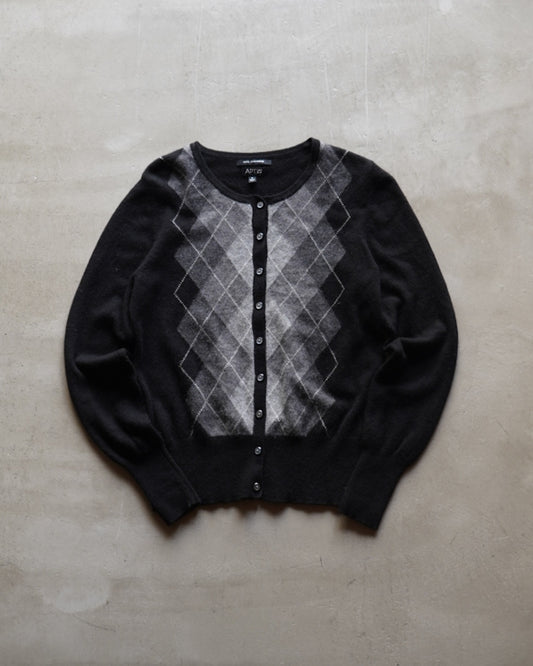 "ladies" Argyle pattern cashmere cardigan