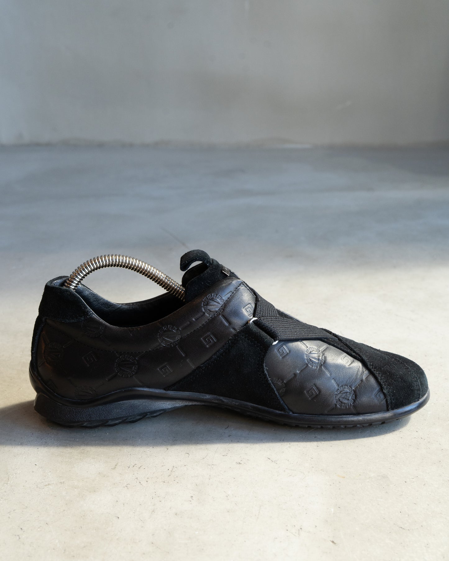 versace collection leather×suede slip on