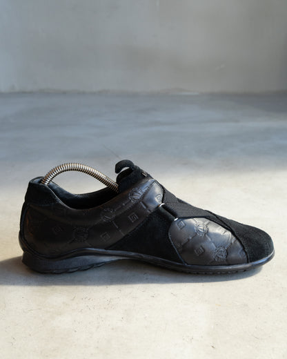 versace collection leather×suede slip on