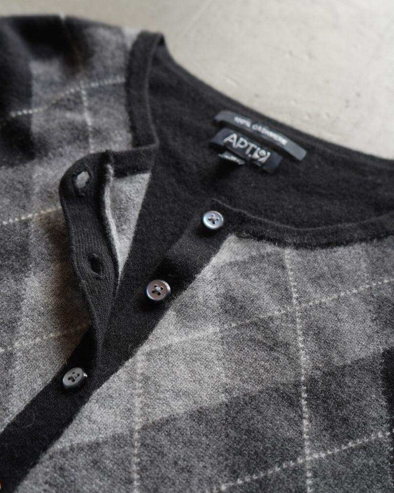 "ladies" Argyle pattern cashmere cardigan