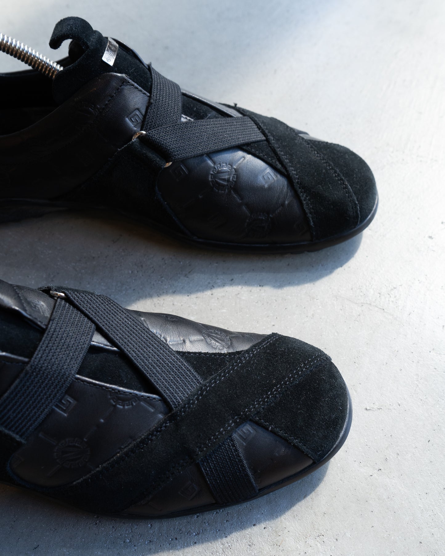 versace collection leather×suede slip on