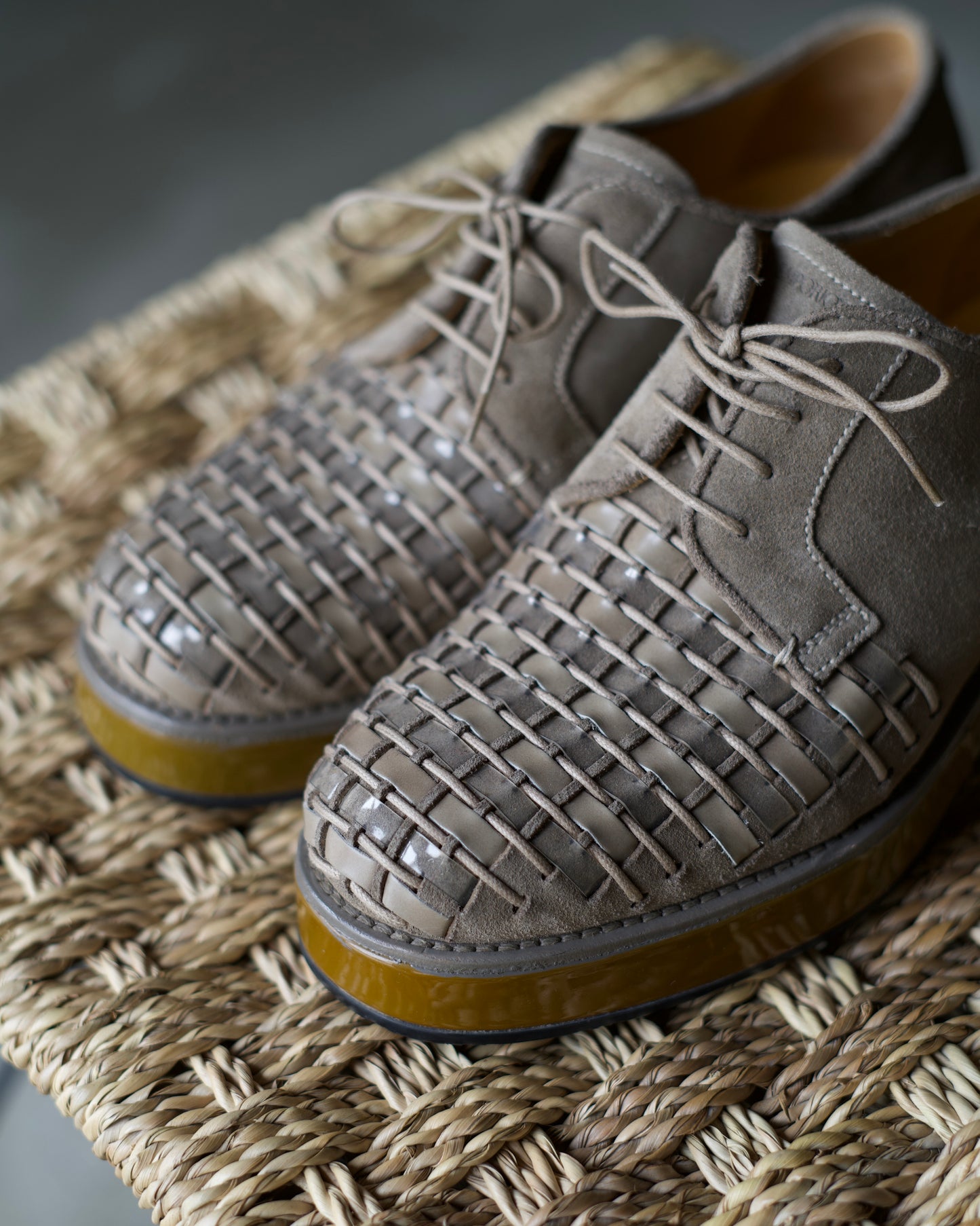 Emporio Armani Intrecciato suede leather shoes