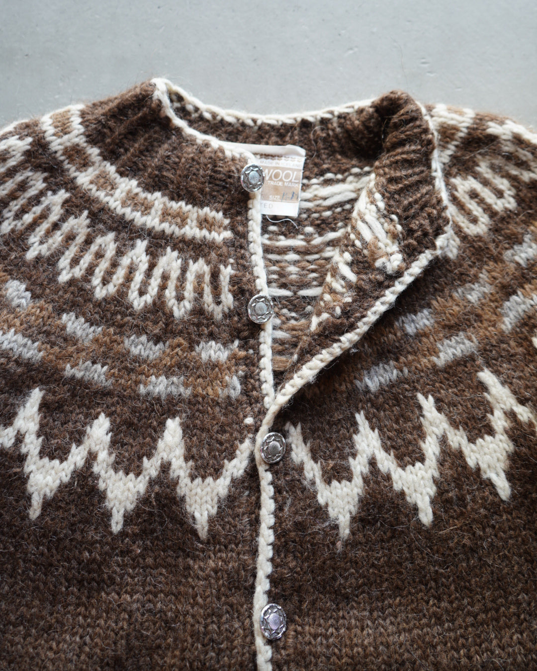 "ladies" 80s ICE WOOL ropey sweater cardigan