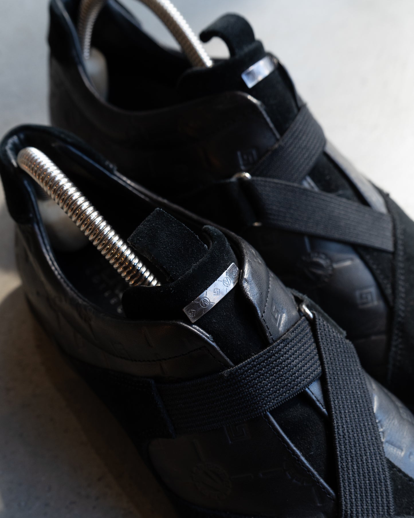 versace collection leather×suede slip on