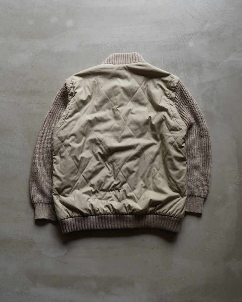 SPORTS MAN quilting switching knit rib zip jacket