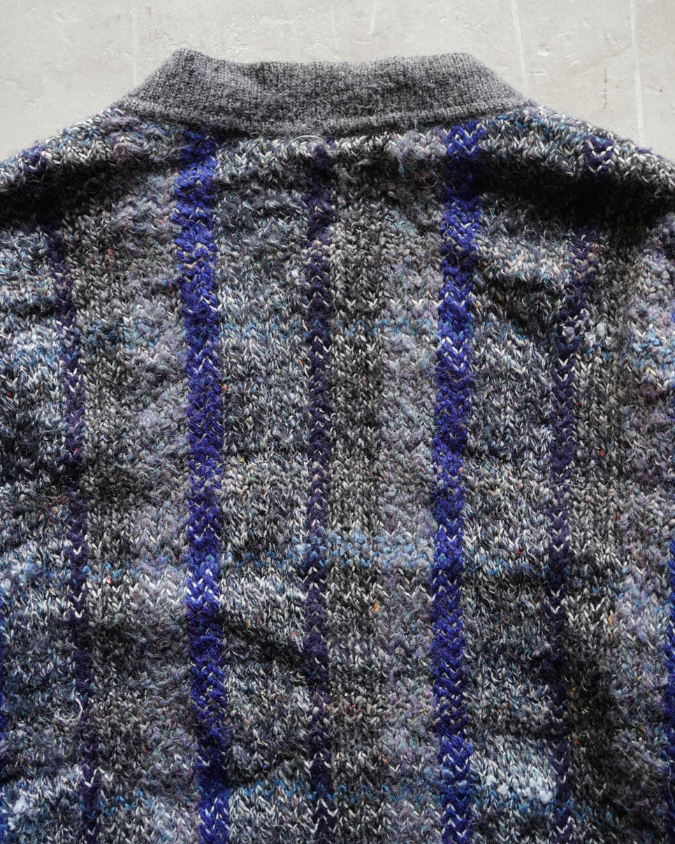 green wool acryl check cardigan made in italy