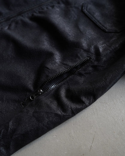 ATLAS FOR MEN fake leather zip-up stand collar jacket