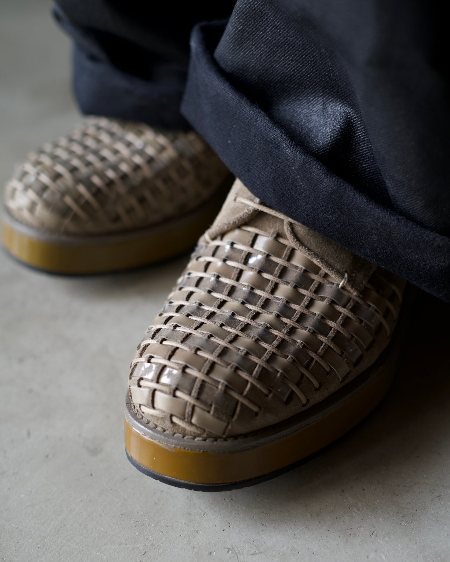 Emporio Armani Intrecciato suede leather shoes