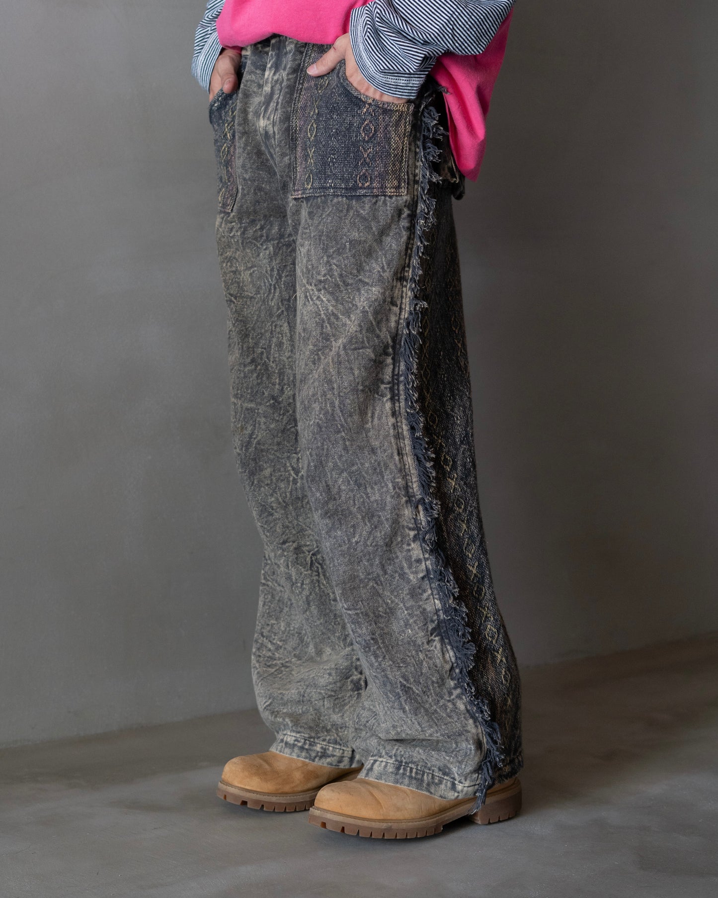 90's design all pattern semi flare easy pants