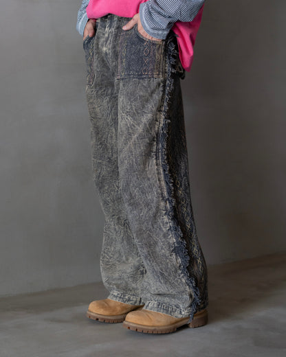 90's design all pattern semi flare easy pants
