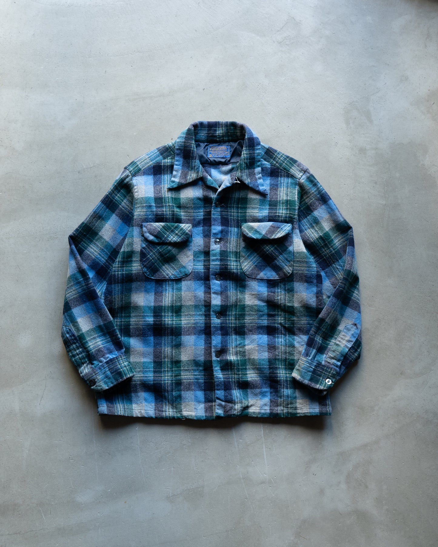 60~70's Pendleton wool open collar check shirts