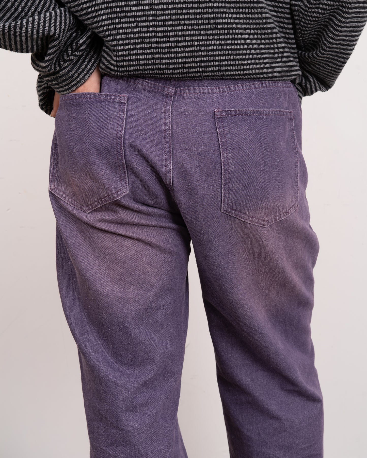 Purple processing straight denim pants