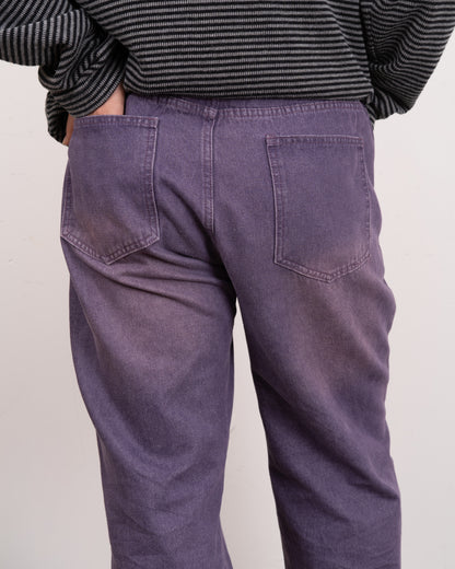 Purple processing straight denim pants