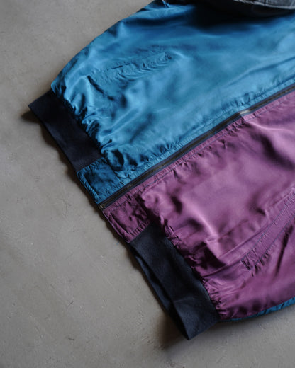 City Streets switching design silk zip-up blouson jacket