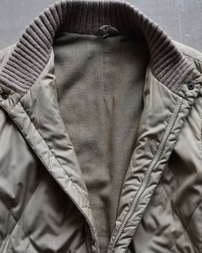 SPORTS MAN quilting switching knit rib zip jacket