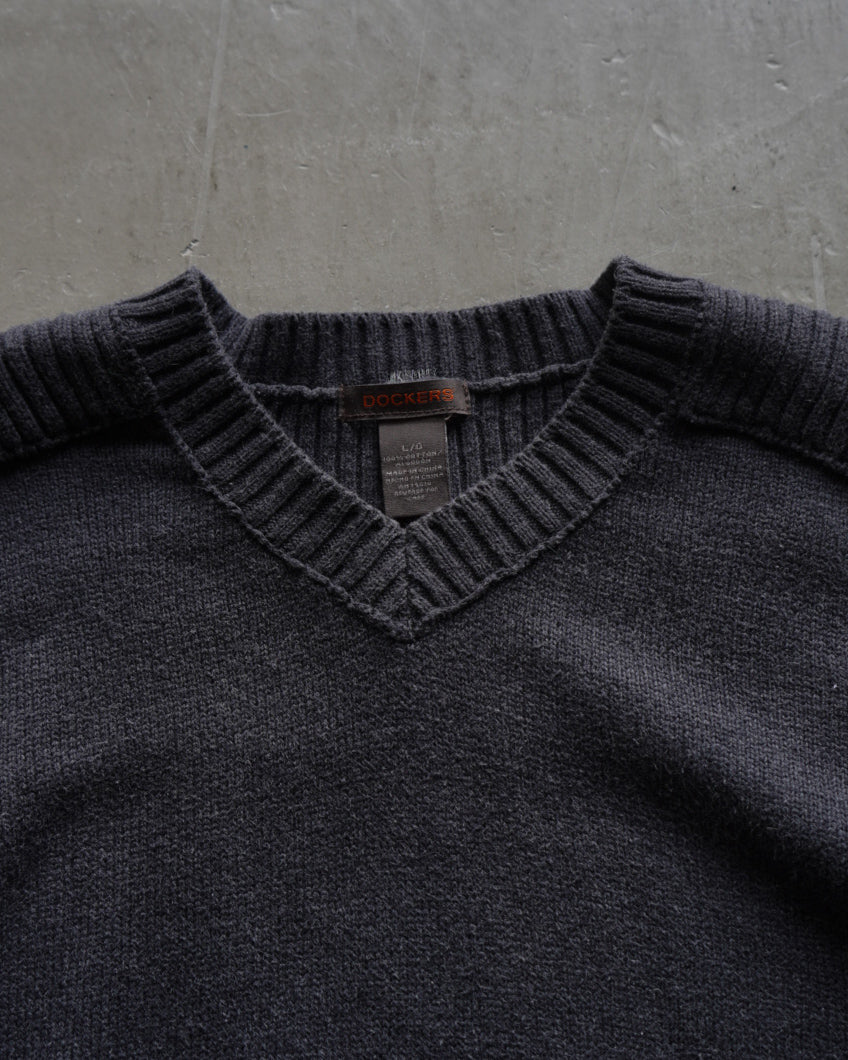 DOCKRS v neck cotton knit  sweater