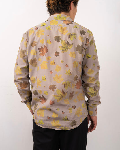 Made in ITALY leaf design long sleeve cotton shirt
