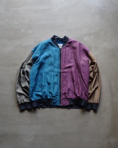 City Streets switching design silk zip-up blouson jacket
