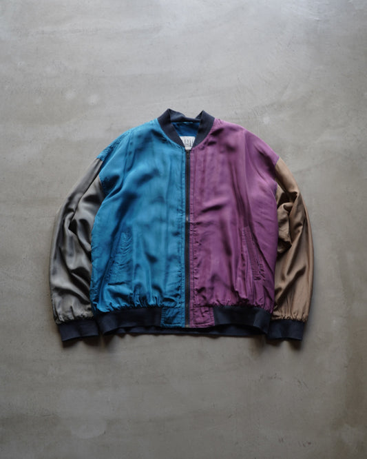 City Streets switching design silk zip-up blouson jacket
