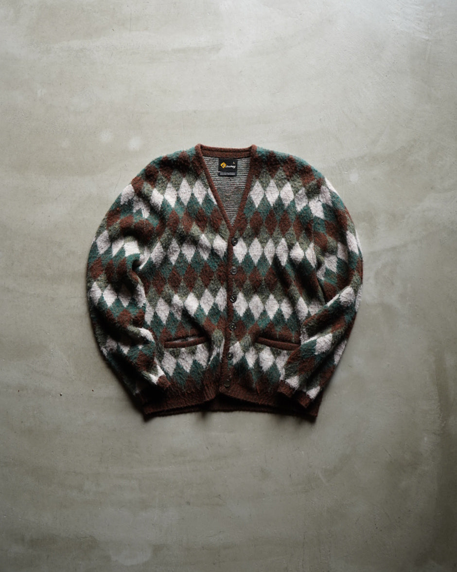 70's jockey diamond-pattern cardigan