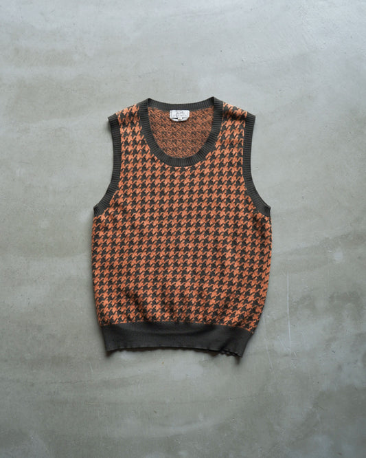 HERMES  cashmere wool houndstooth design knit vest