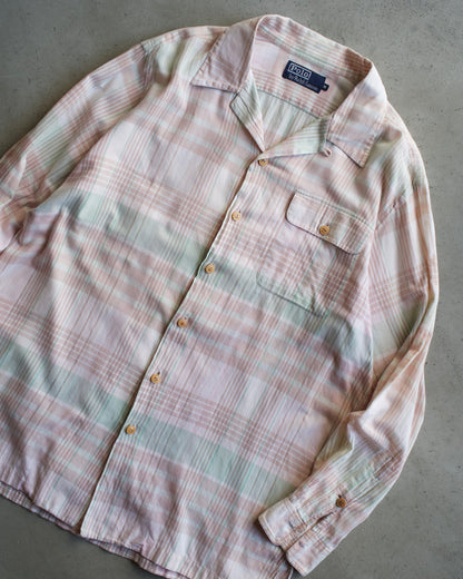 90's Ralph Lauren open collar check design shirt