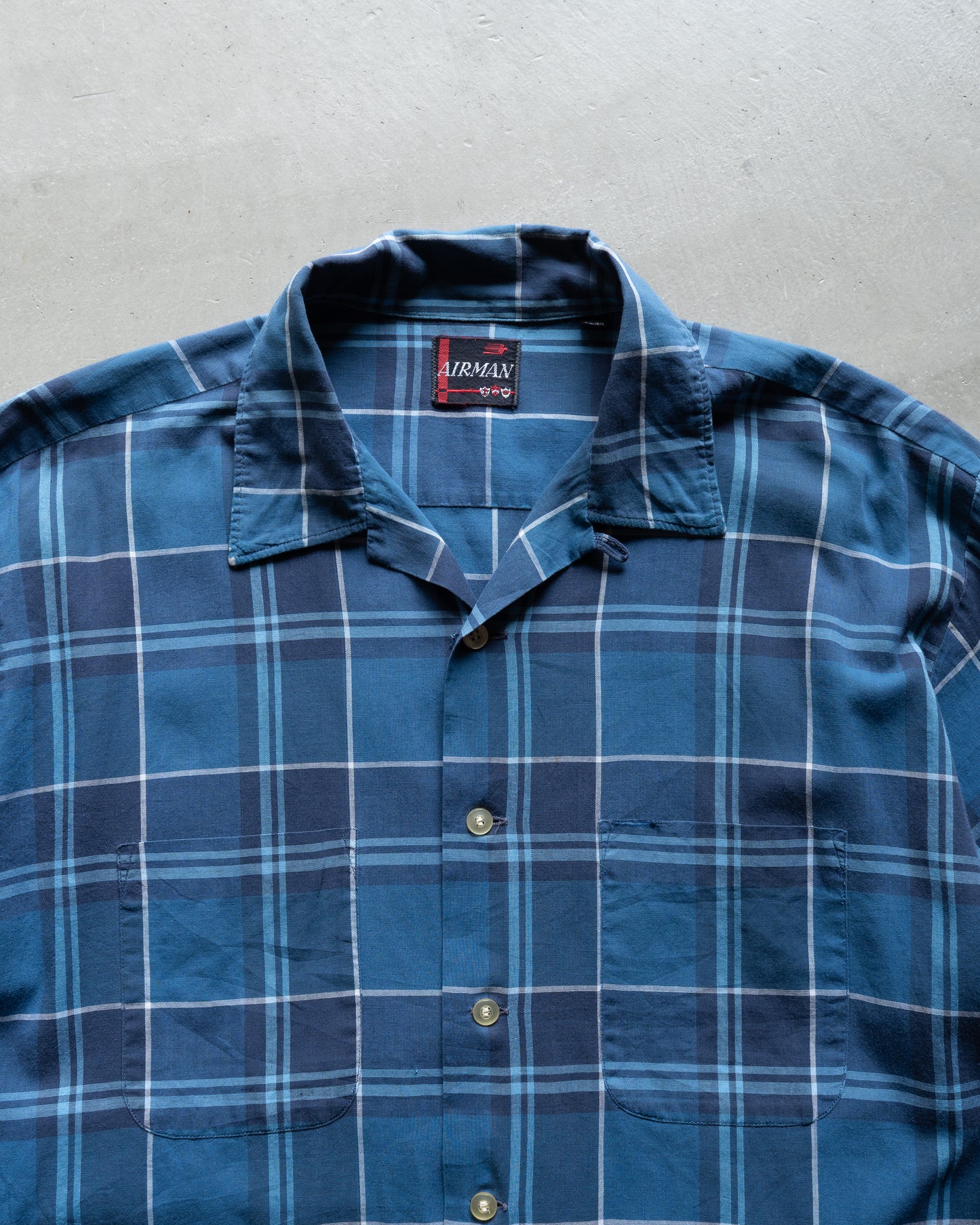 60's AIRMAN cotton open collar check shirts