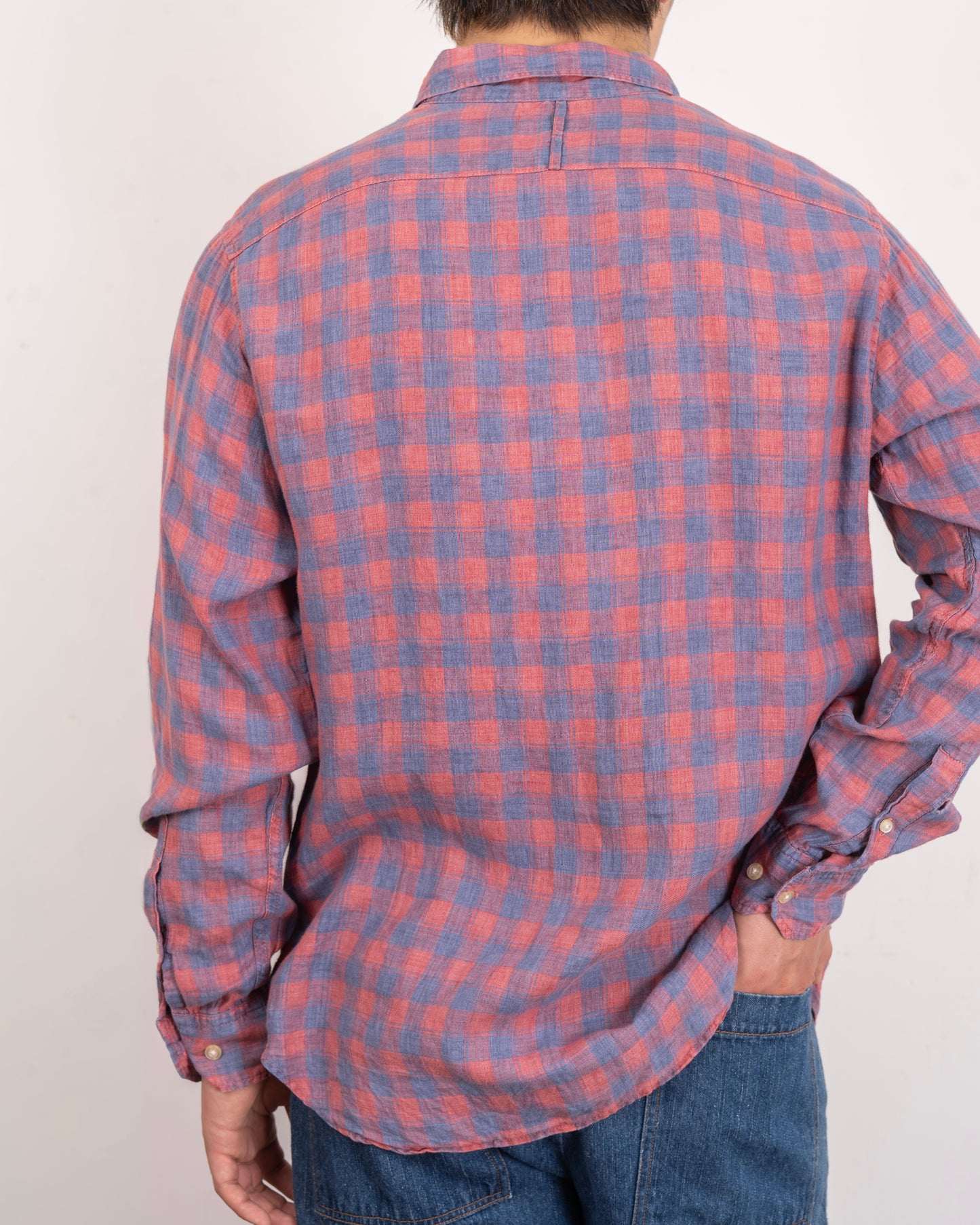 BANANA REPUBLIC piaid check design linen shirt