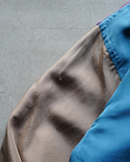 City Streets switching design silk zip-up blouson jacket