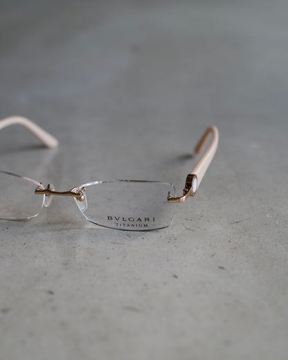 BVLGARI rimless eyeyear made in Japan"beige"