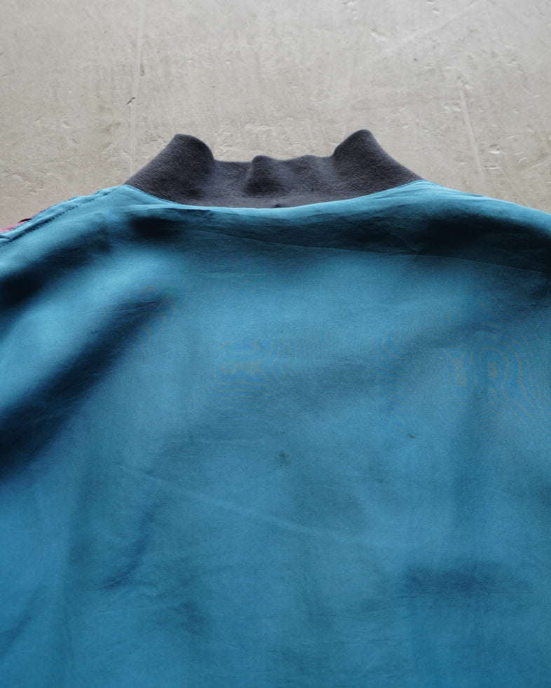 City Streets switching design silk zip-up blouson jacket