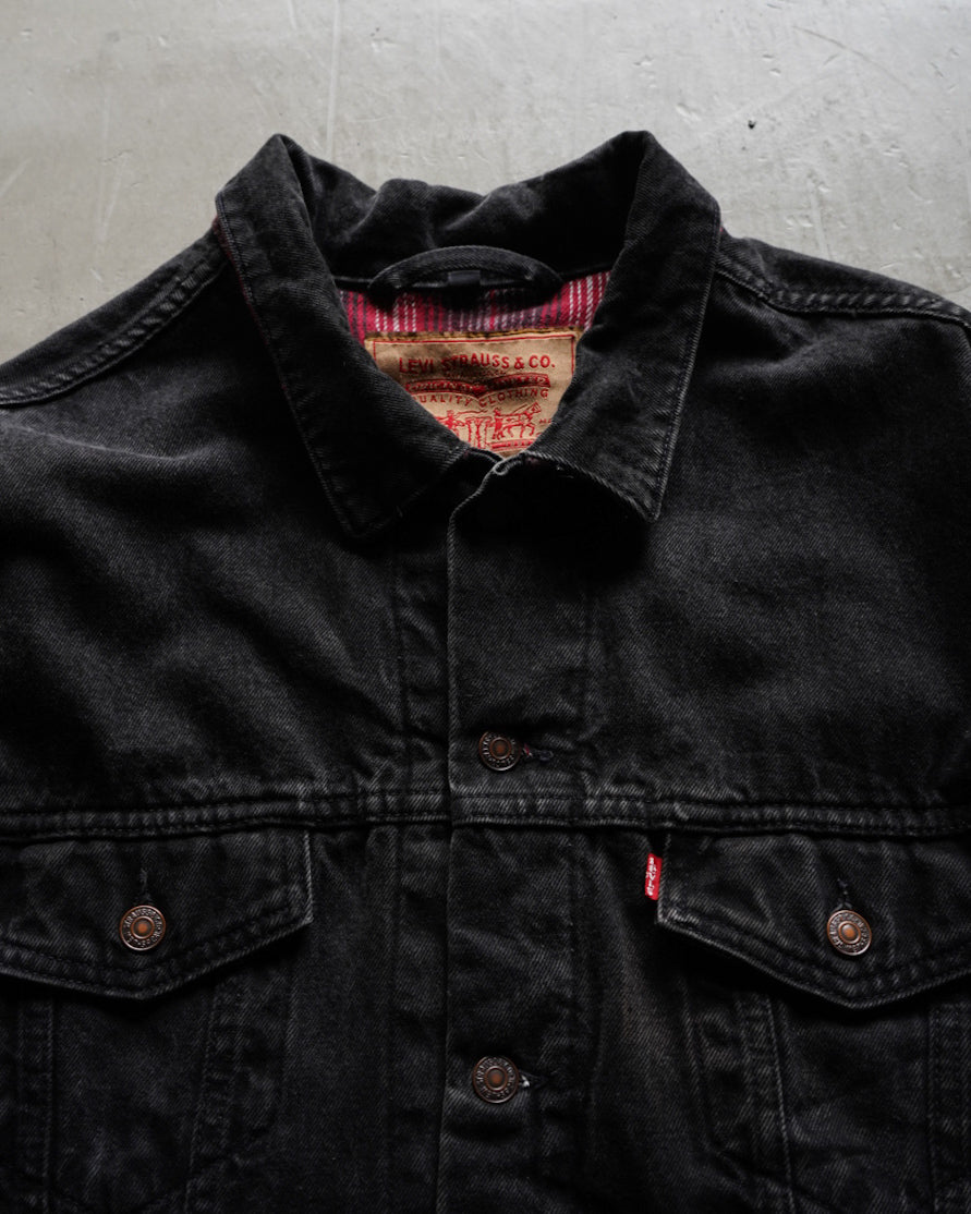 90s Levi's 70699 check lining Black denim jacket made in U.S.A