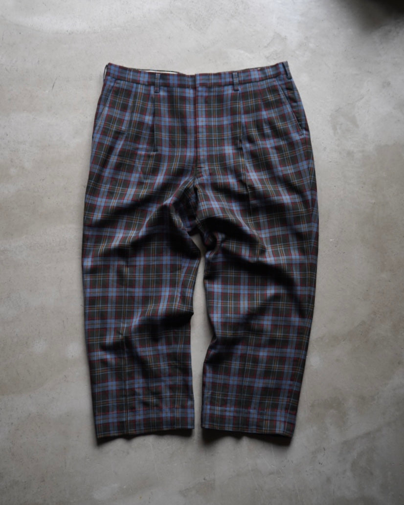 DAKS Plaid Check Pattern Wool Slacks