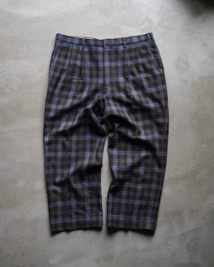 DAKS Plaid Check Pattern Wool Slacks