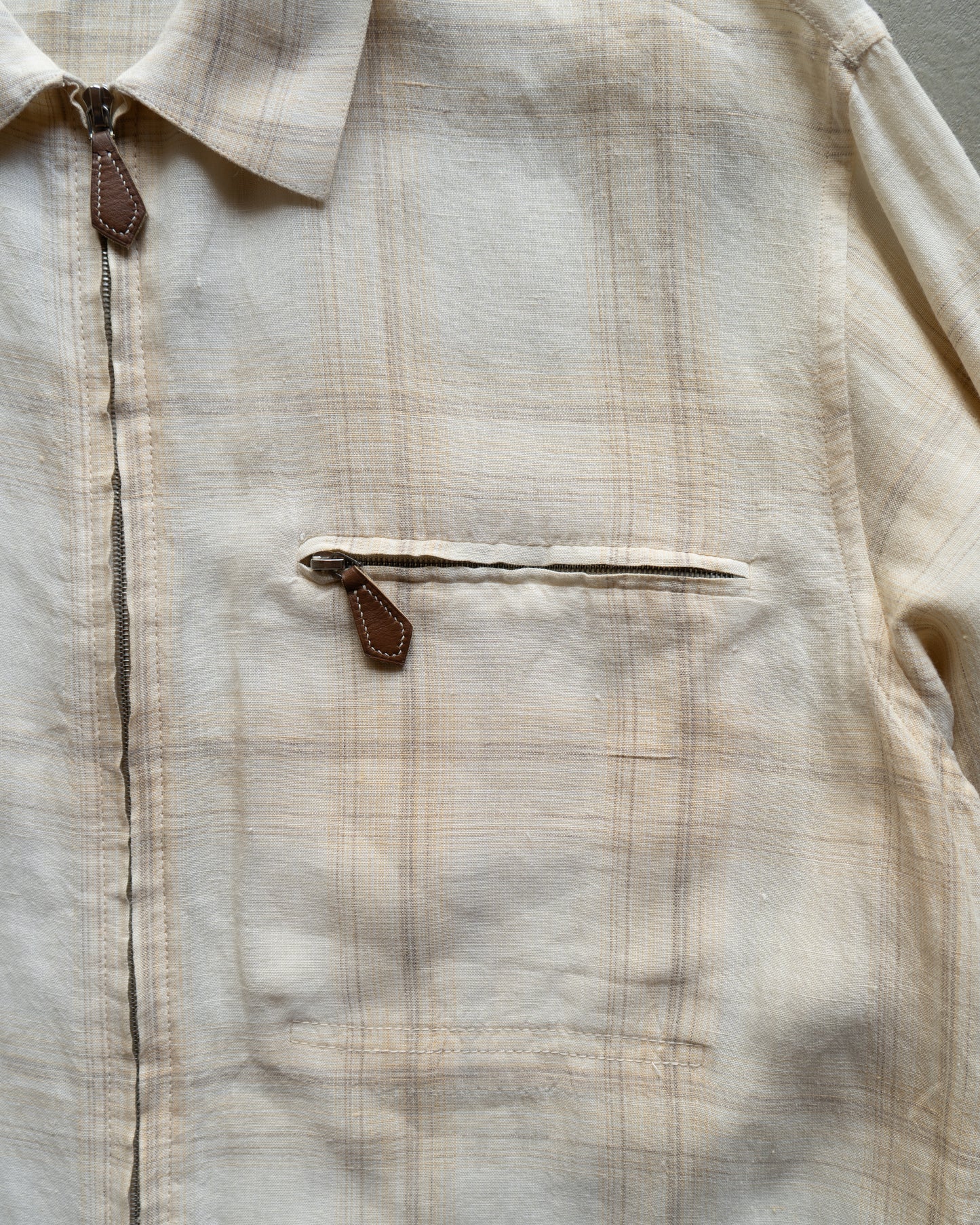 HERMES linen check design shirt jacket