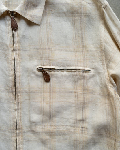 HERMES linen check design shirt jacket