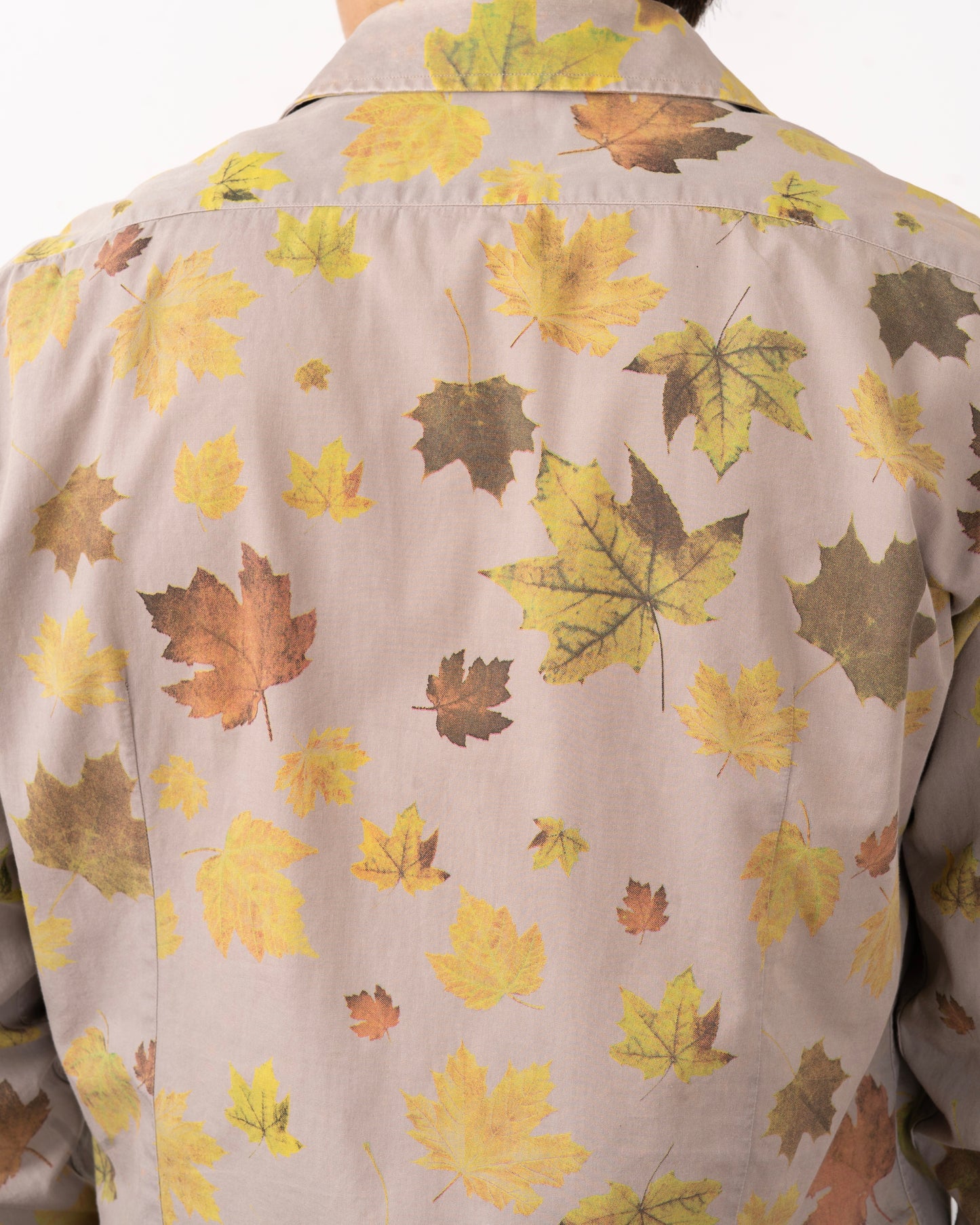 Made in ITALY leaf design long sleeve cotton shirt
