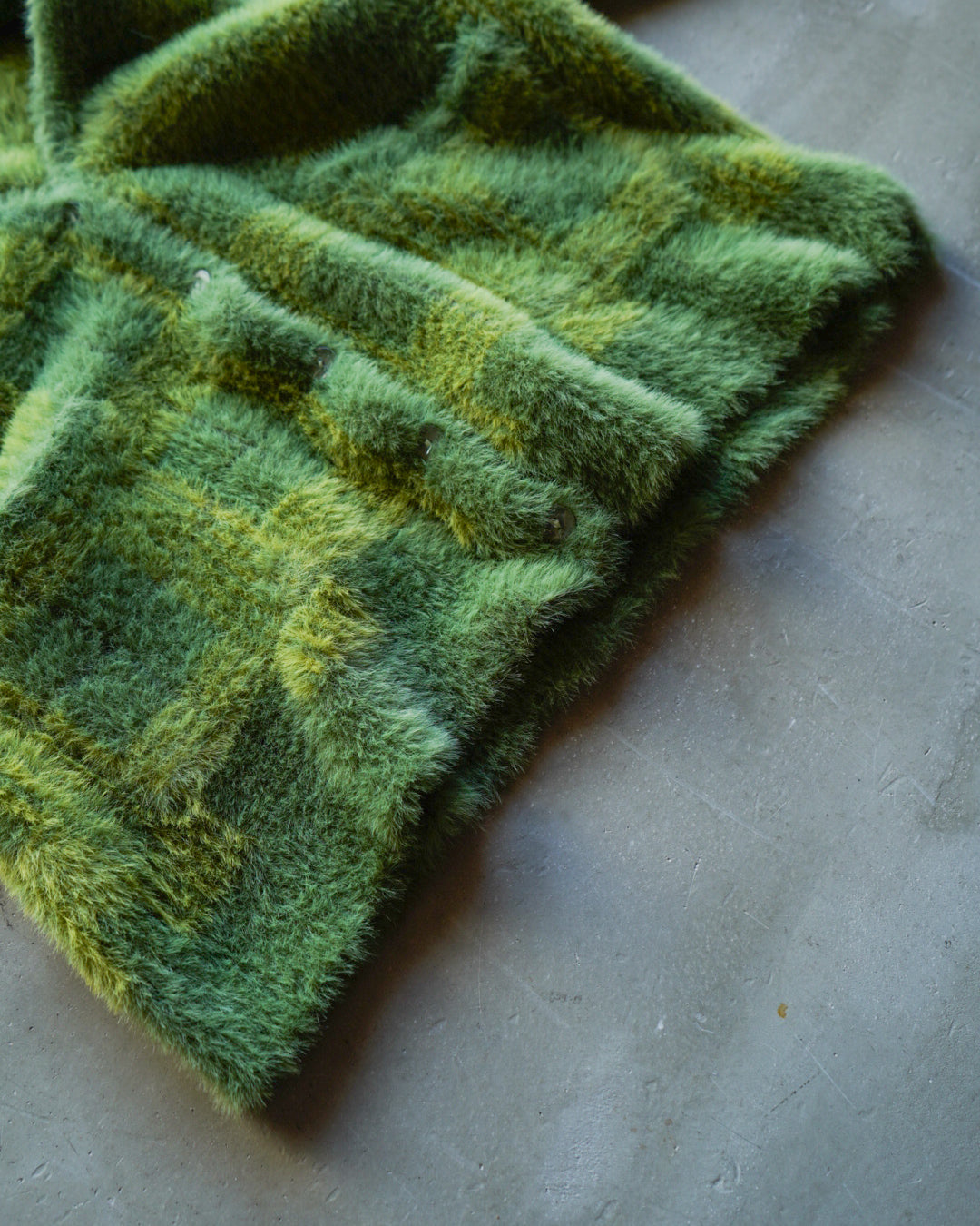 " ladies " check design mohair cardigan