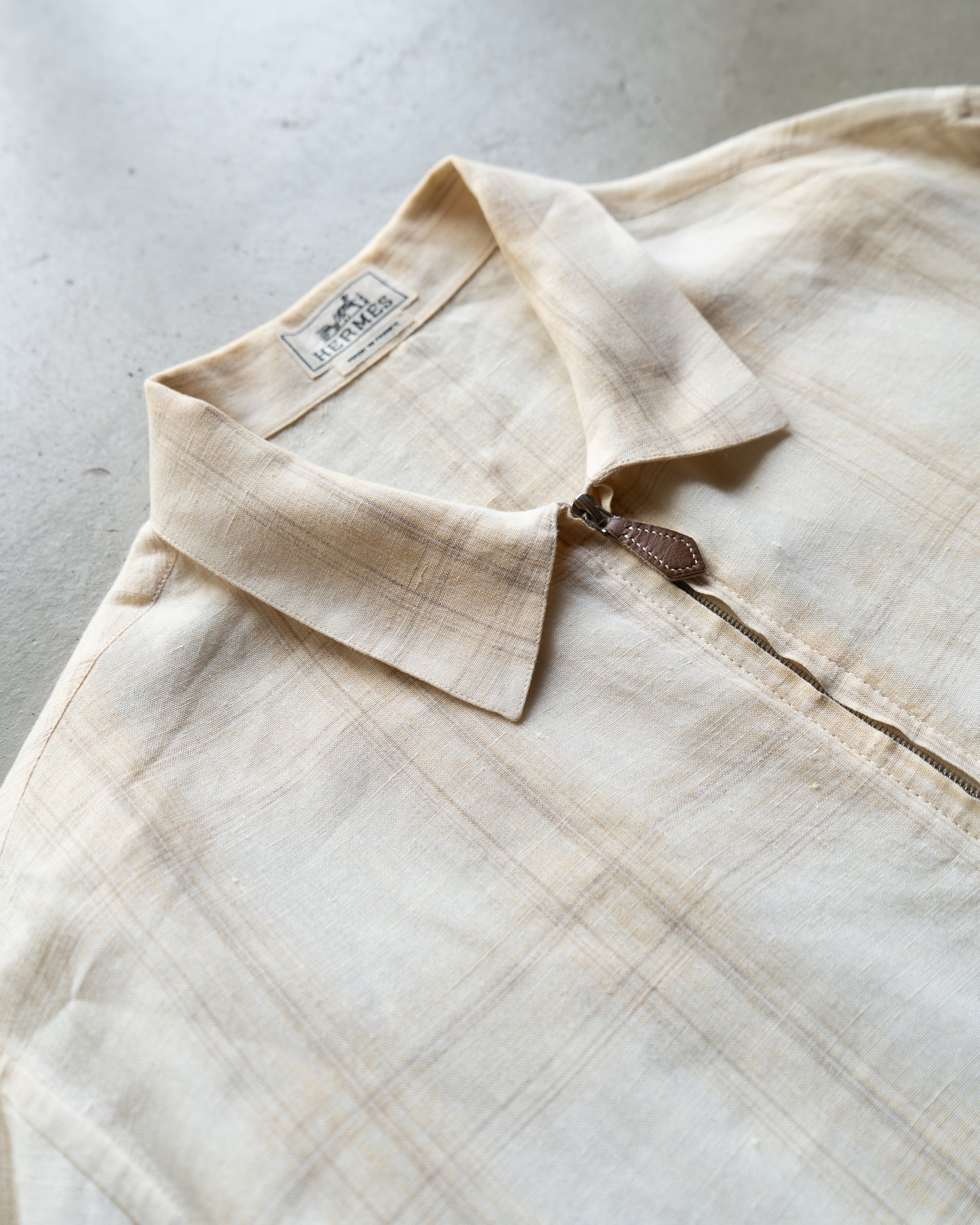 HERMES linen check design shirt jacket