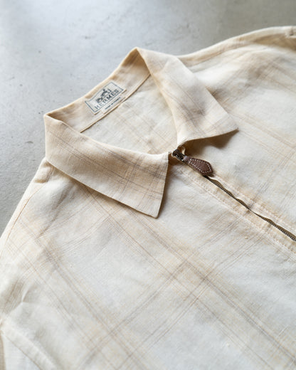 HERMES linen check design shirt jacket