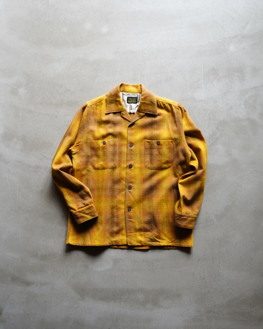 70's sears ombre check open collar wool shirts