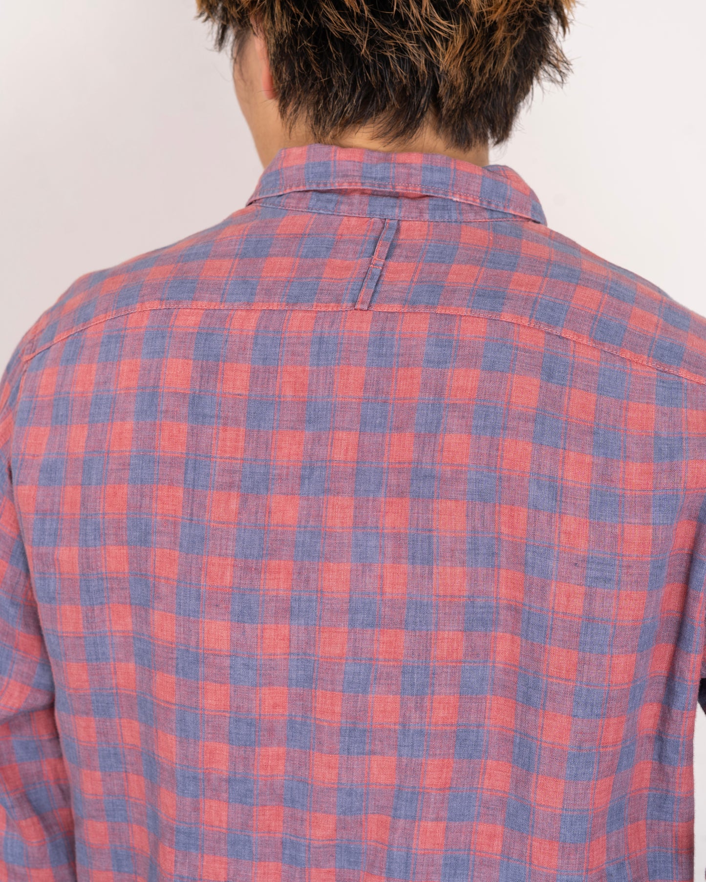 BANANA REPUBLIC piaid check design linen shirt