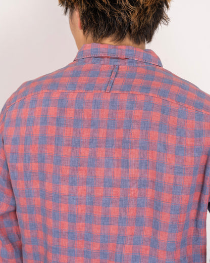 BANANA REPUBLIC piaid check design linen shirt
