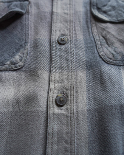 90s check duble flap Pockets flannel shirt