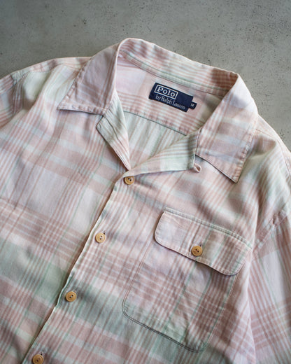 90's Ralph Lauren open collar check design shirt
