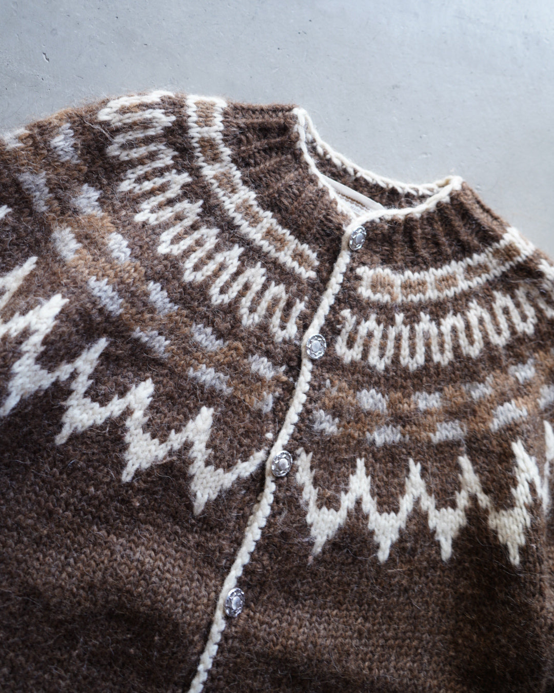 "ladies" 80s ICE WOOL ropey sweater cardigan