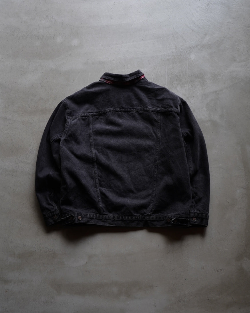 90s Levi's 70699 check lining Black denim jacket made in U.S.A